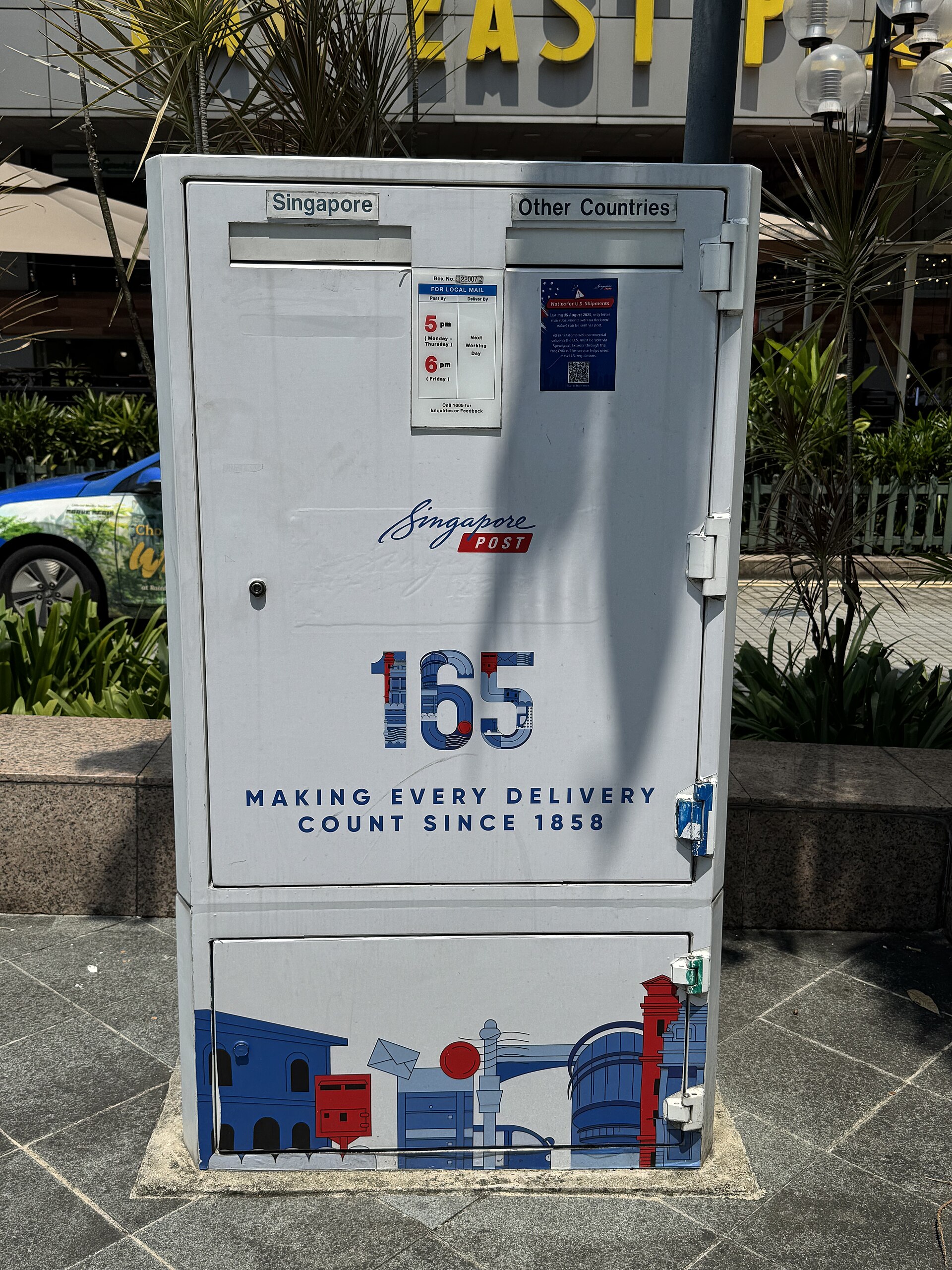 A SingPost post box in a Singapore mall.